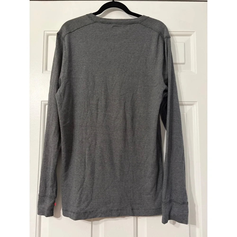 J.Crew || Henley Shirt || XL || Gray Striped Long Sleeve || Cotton Knit